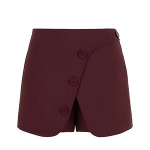 Women's Burgundy Buttoned Skort